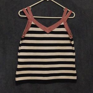 Talbots petites Red White and Blue striped shirt